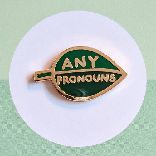 Pronoun Leaf Pin - any pronouns - Front & Company: Gift Store