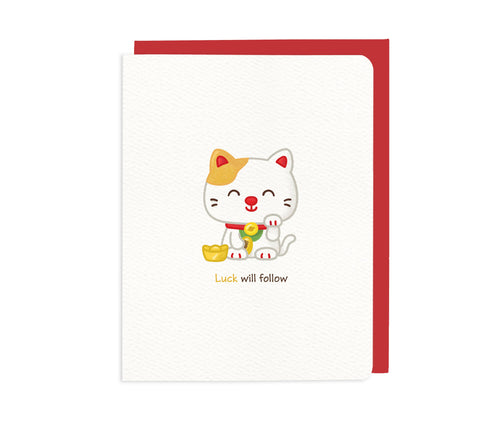 Luck Will Follow – Lucky Cat card - Front & Company: Gift Store