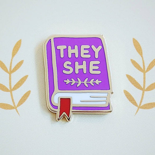 Pronoun Book Pin - they/she - Front & Company: Gift Store