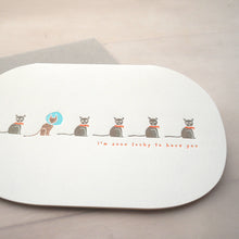 Load image into Gallery viewer, letterpress happy paws card - I&#39;m so lucky to have you
