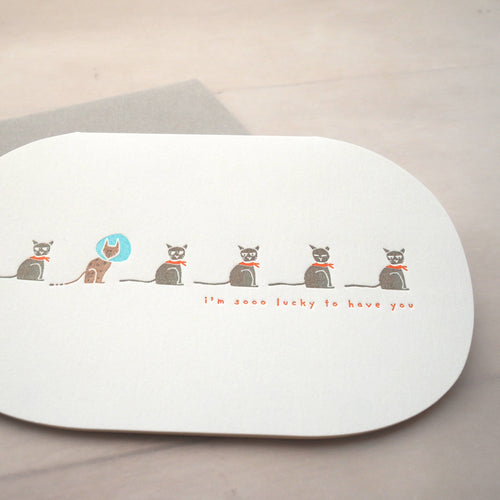 letterpress happy paws card - I'm so lucky to have you - Front & Company: Gift Store