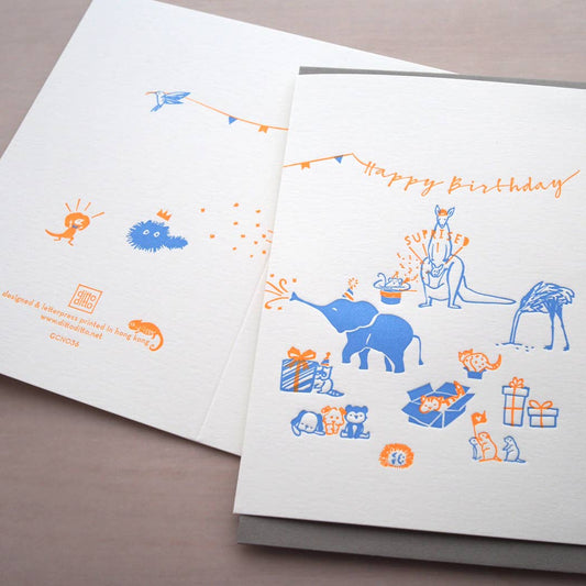 letterpress birthday card : surprise birthday party