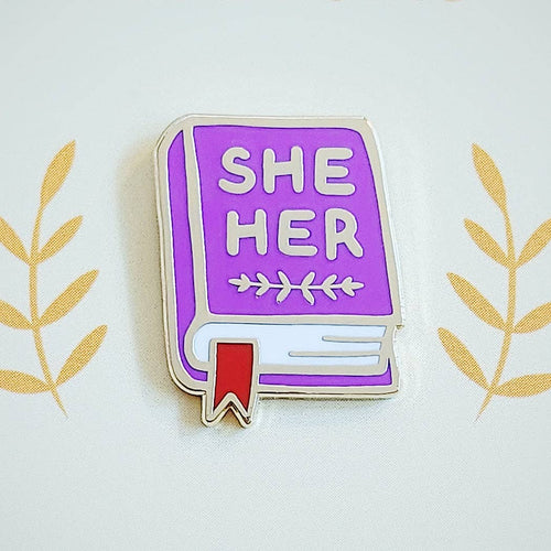 Pronoun Book Pin - she/her - Front & Company: Gift Store