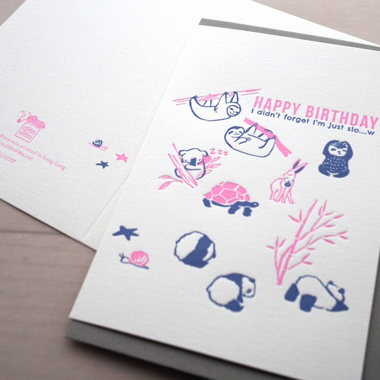 letterpress birthday card : belated happy birthday