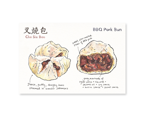 BBQ Pork Bun Dim Sum Postcard - Front & Company: Gift Store