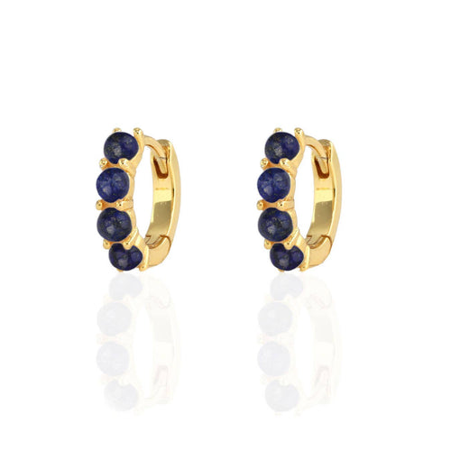 Blue Lapis Huggie Hoop Earrings - Front & Company: Gift Store