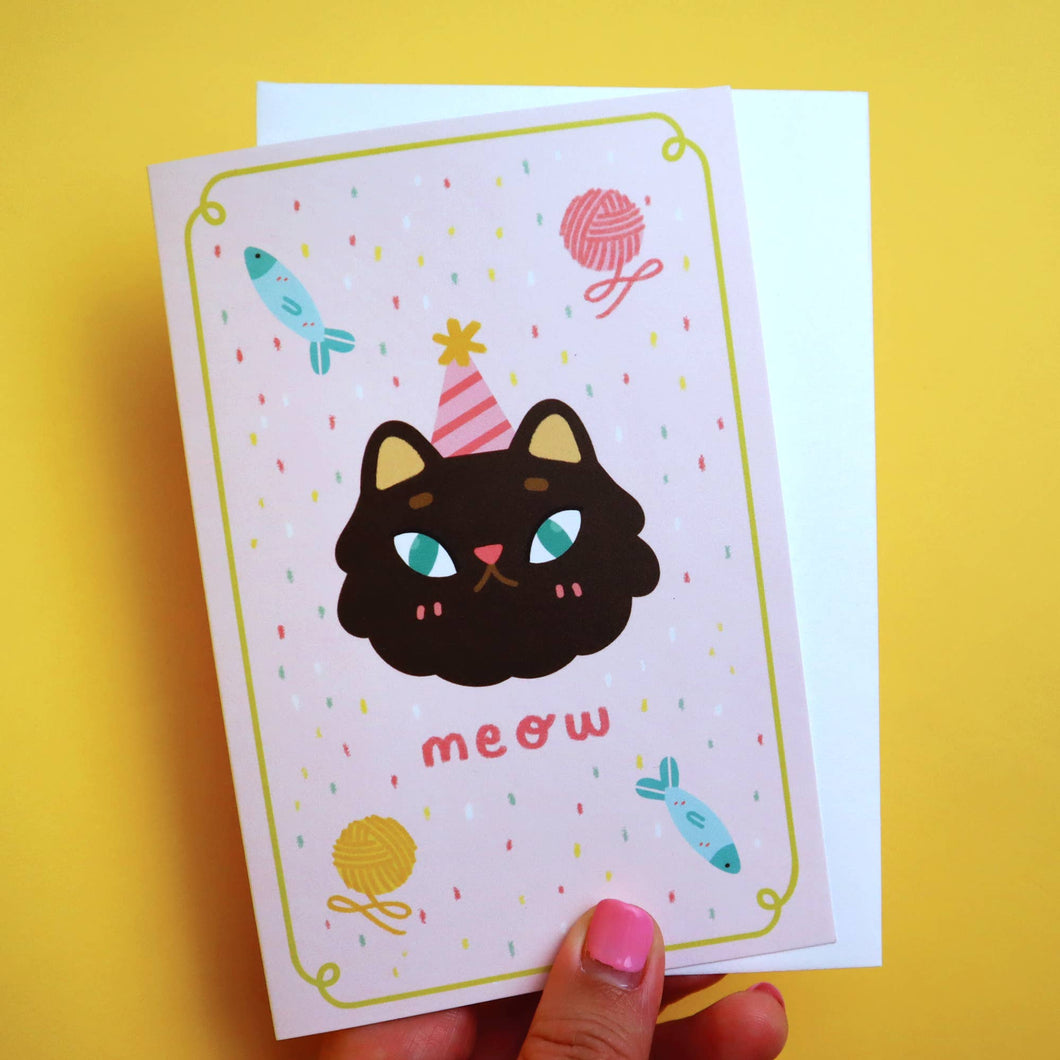 Meow Birthday Celebration Greeting Card