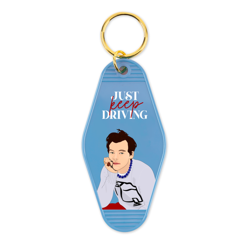 Harry Styles Just Keep Driving Motel Keychain - Front & Company: Gift Store