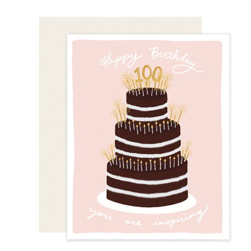 100 Cake | 100th Birthday Card | Happy 100th Birthday Card - Front & Company: Gift Store