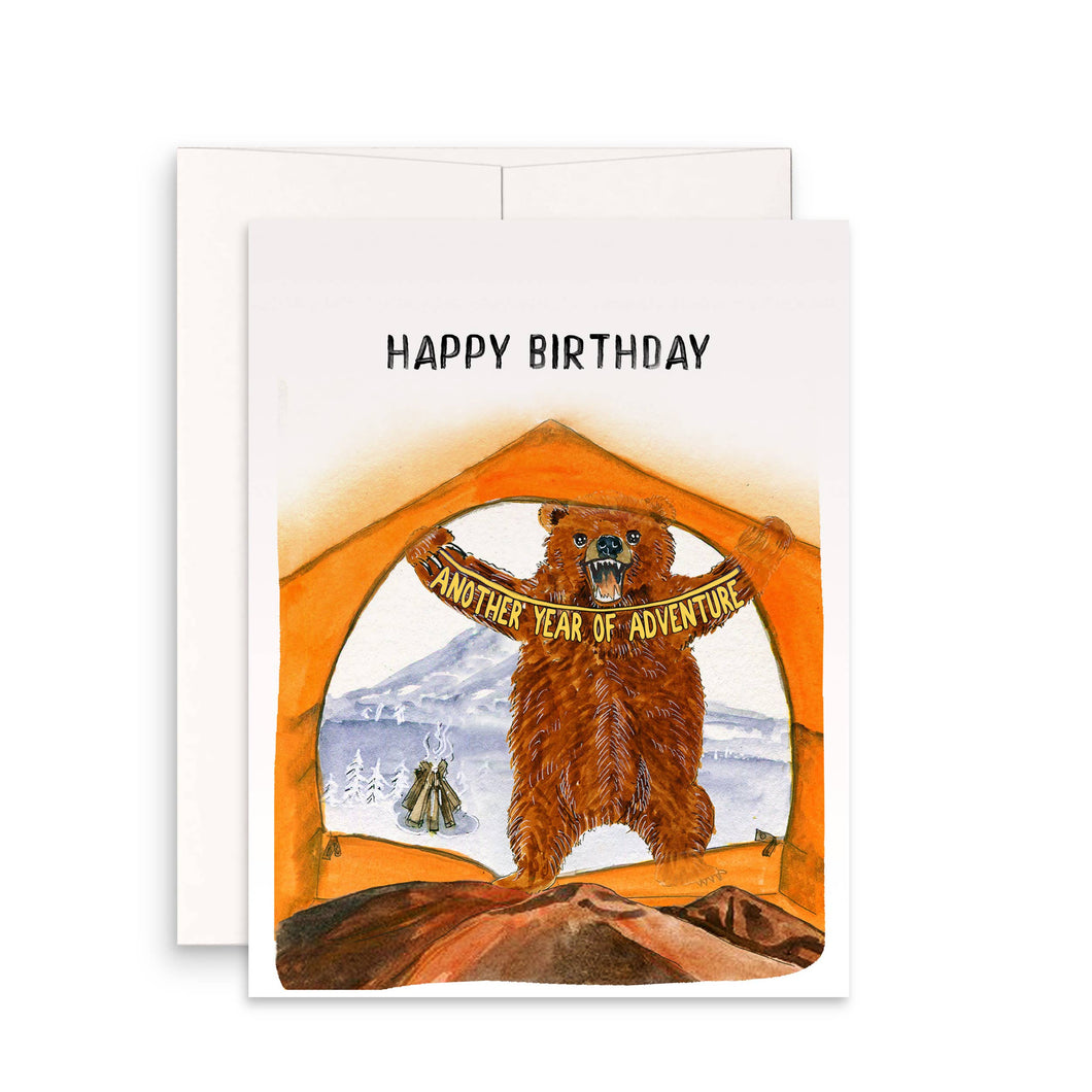 Camping Tent Bear Birthday Card