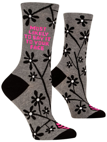 Say It To Your Face Crew Socks - Front & Company: Gift Store