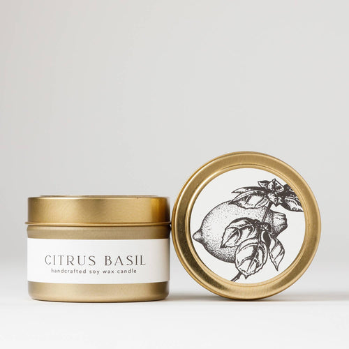 Citrus Basil : Tin Soy Candle - Front & Company: Gift Store