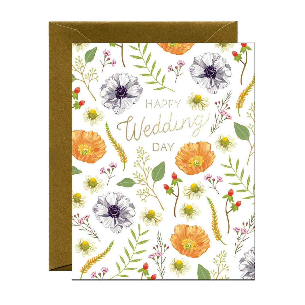 Flower Wedding Congratulations Card *Foil Stamped*