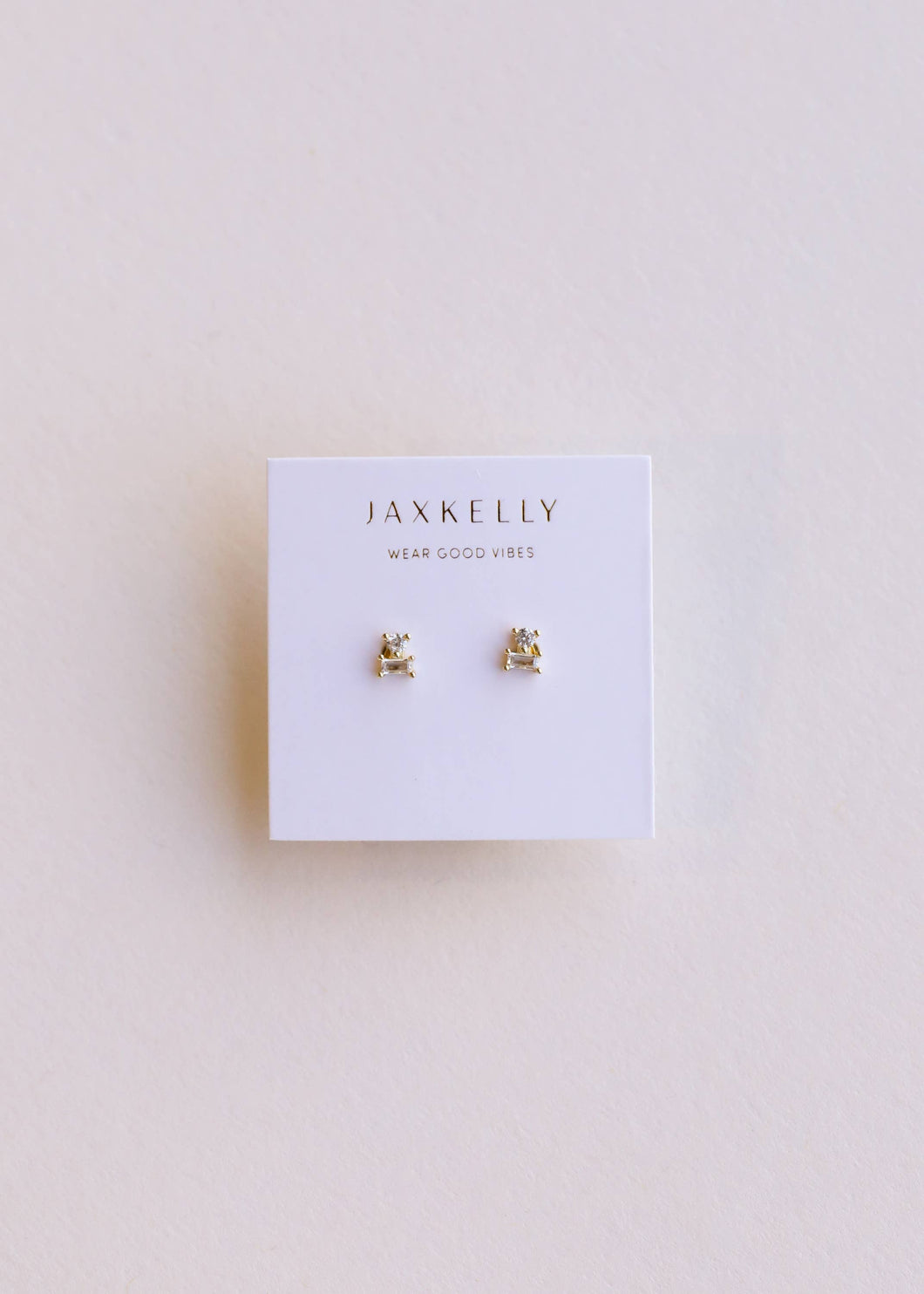 Double Stud Stack - White CZ - Earring
