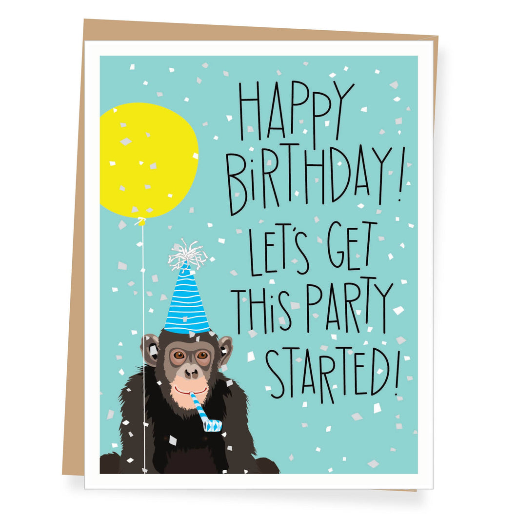 Party Started Birthday Monkey Birthday Card