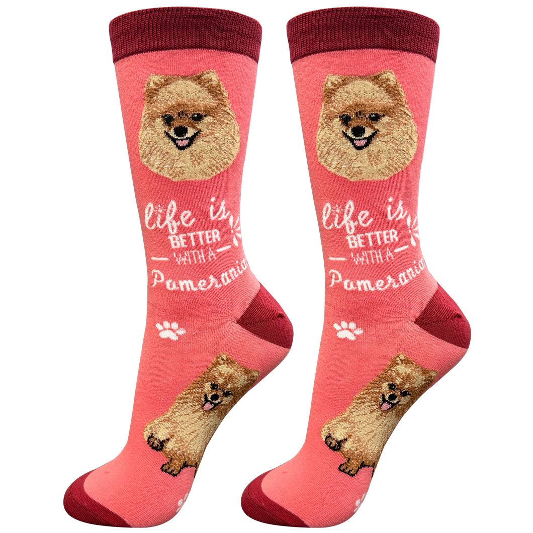 Pomeranian Dog Socks - Cute Novelty Crew Socks - Unisex