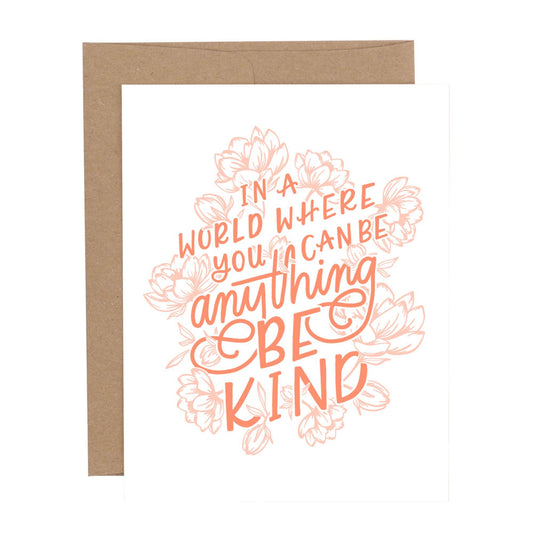 Be Kind Quote Floral Letterpress Card