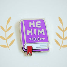 Load image into Gallery viewer, Pronoun Book Pin - he/him
