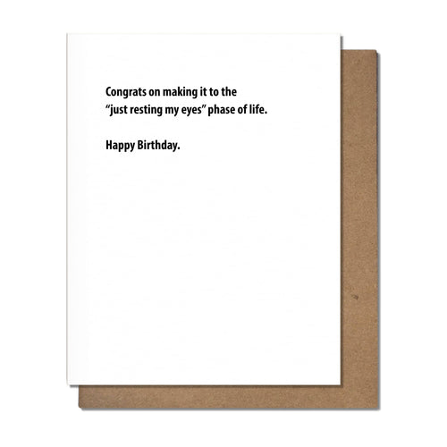 Resting My Eyes - Birthday Card - Front & Company: Gift Store