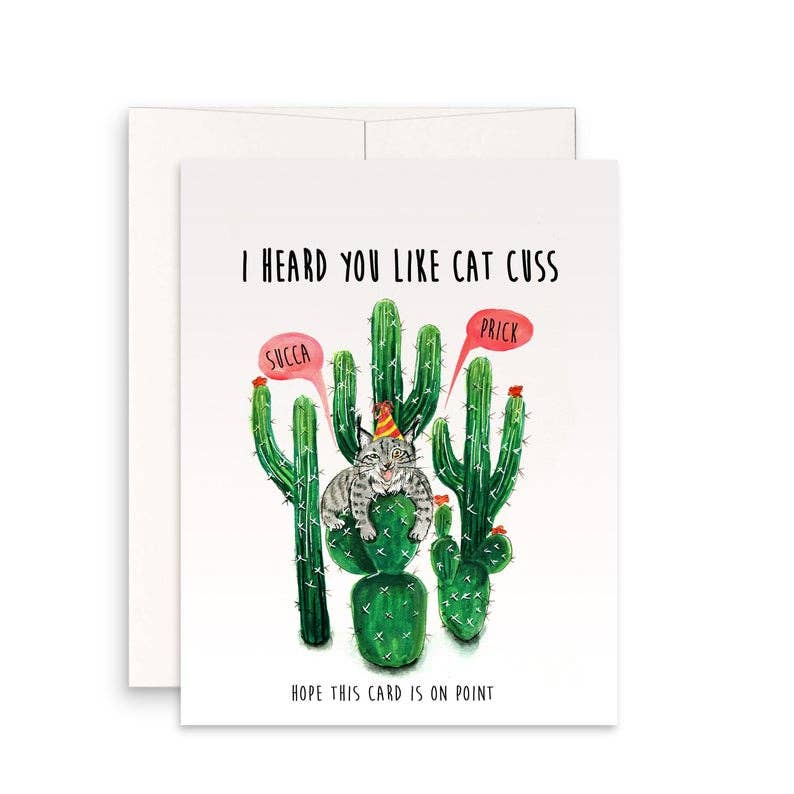 Cactus Lynx Cat Birthday Card