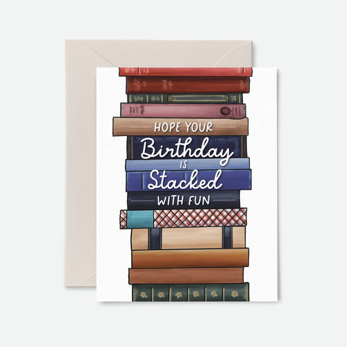 Stack of Books Birthday Card - Front & Company: Gift Store