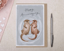 Load image into Gallery viewer, Happy Anniversary Otter Card | Traditional Love Card
