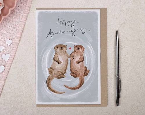 Happy Anniversary Otter Card | Traditional Love Card - Front & Company: Gift Store