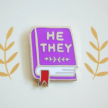 Load image into Gallery viewer, Pronoun Book Pin - he/they
