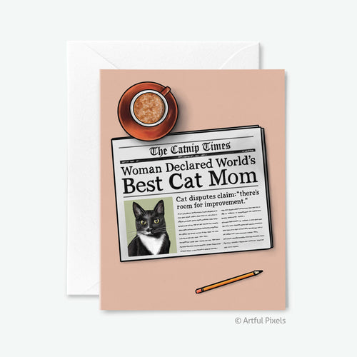 World's Best Cat Mom Card | Funny Cat Newspaper Mother's Day - Front & Company: Gift Store