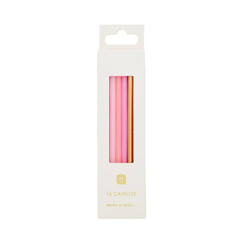 Rose Pink & Gold Birthday Candles - 16 pack - Front & Company: Gift Store