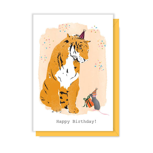 Tiger & Mouse Birthday Enclosure Card - Front & Company: Gift Store