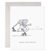 Load image into Gallery viewer, Still Rolling | Rollerskating Elephant Birthday Card
