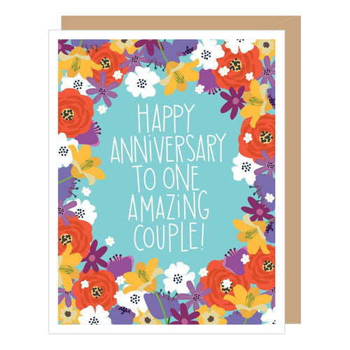 Floral One Amazing Couple Anniversary Card - Front & Company: Gift Store