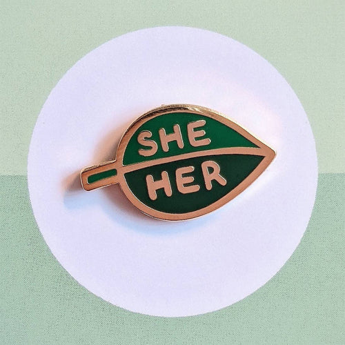 Pronoun Leaf Pin - she/her - Front & Company: Gift Store