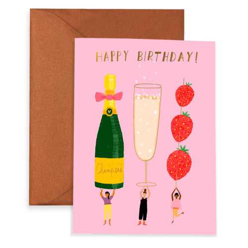 CHAMPAGNE WISHES - Birthday Card - Front & Company: Gift Store